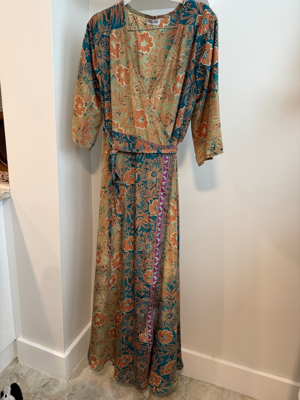 SUN + SOUL Silk Kimono Wrap Maxi Dress